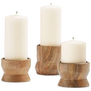 Oake Wood Pillar Candle Holders, Set of 3, Exclusively at Macy's - Clear
